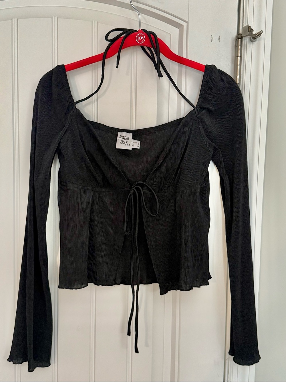 Princess Polly Black Long-Sleeve Tie-Front Women’s Top
